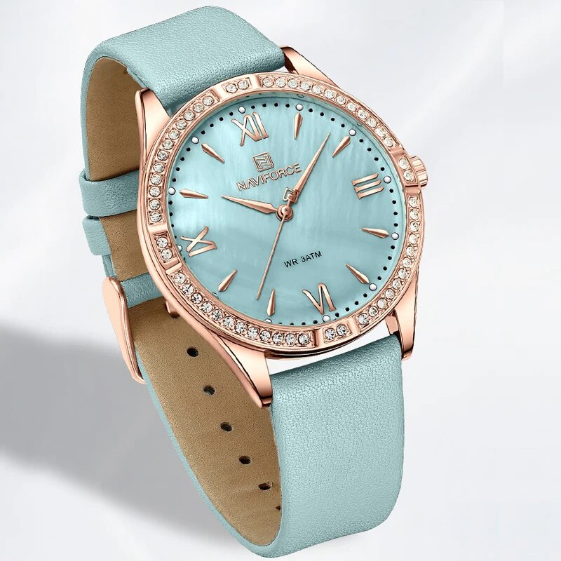 NAVIFORCE Fashion Leather Ladies Wrist Watch Dress Casual Style Watches for Women Trend Female Quartz Simple Clock Reloj Mujer