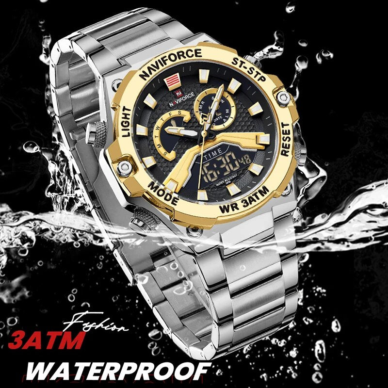 NAVIFORCE Watches for Men Military Fashion Luxury Quartz Luminous Waterproof Digital Alarm Clock Wrist Watch Relogio Masculino