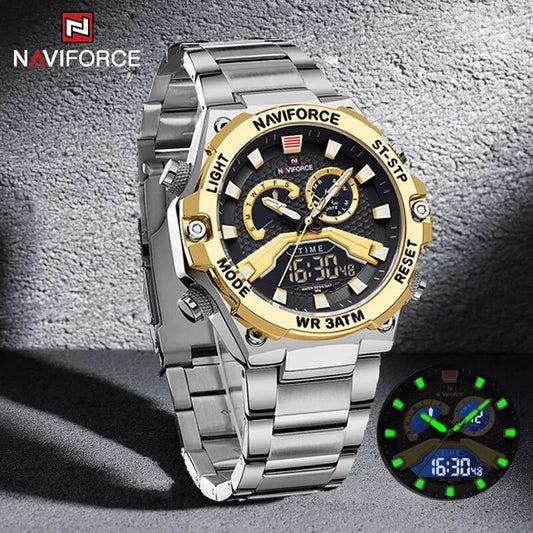 NAVIFORCE Watches for Men Military Fashion Luxury Quartz Luminous Waterproof Digital Alarm Clock Wrist Watch Relogio Masculino