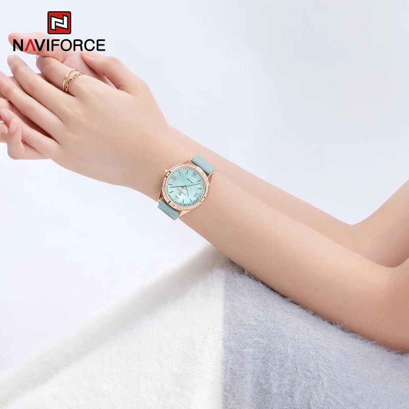 NAVIFORCE Fashion Leather Ladies Wrist Watch Dress Casual Style Watches for Women Trend Female Quartz Simple Clock Reloj Mujer