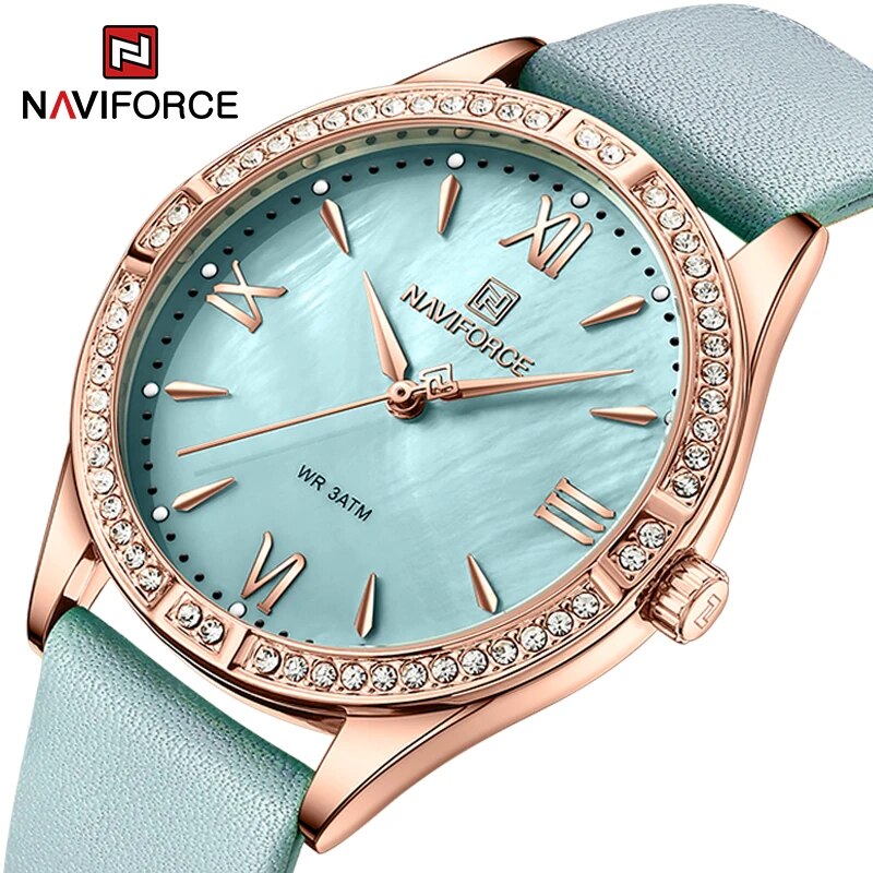 NAVIFORCE Fashion Leather Ladies Wrist Watch Dress Casual Style Watches for Women Trend Female Quartz Simple Clock Reloj Mujer