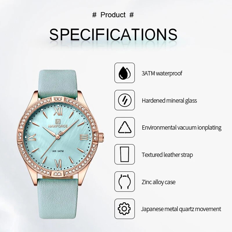 NAVIFORCE Fashion Leather Ladies Wrist Watch Dress Casual Style Watches for Women Trend Female Quartz Simple Clock Reloj Mujer