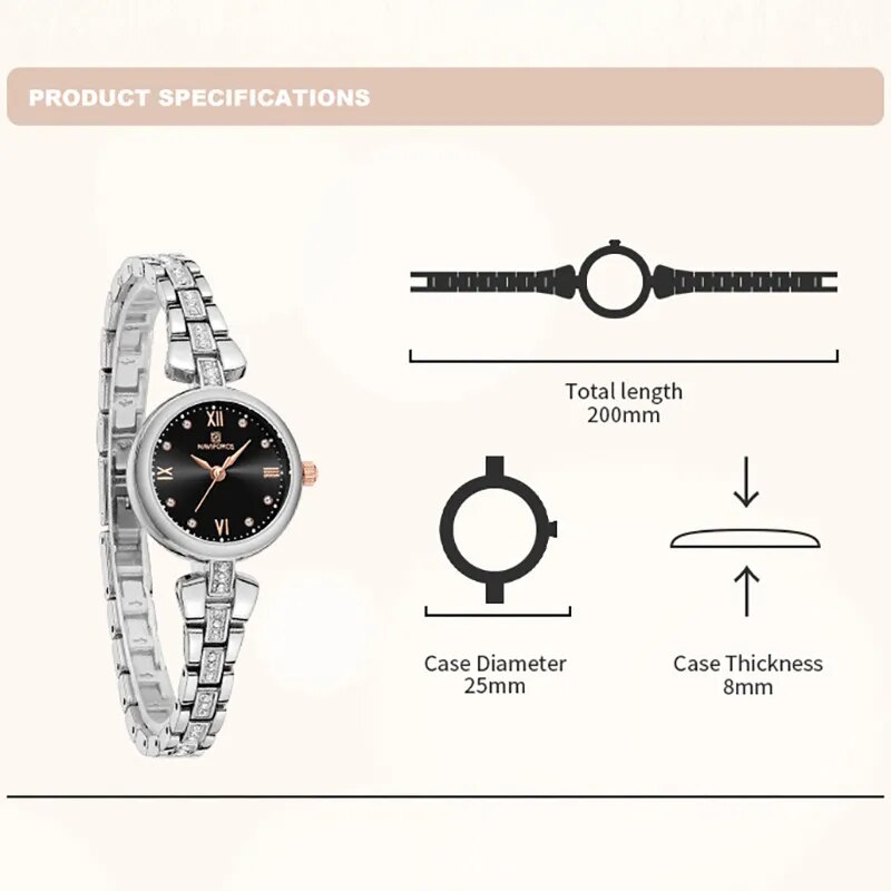 NAVIFORCE 2023 New Simple Watch for Women Casual Ladies Zinc Alloy Band High Quality Female Quartz Wristwatch Relogio Feminino