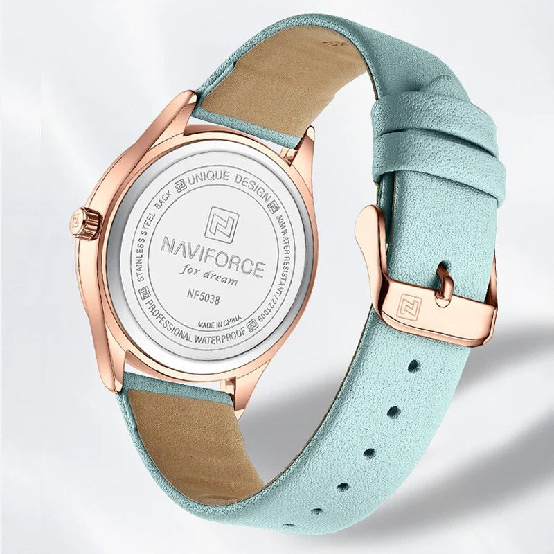 NAVIFORCE Fashion Leather Ladies Wrist Watch Dress Casual Style Watches for Women Trend Female Quartz Simple Clock Reloj Mujer