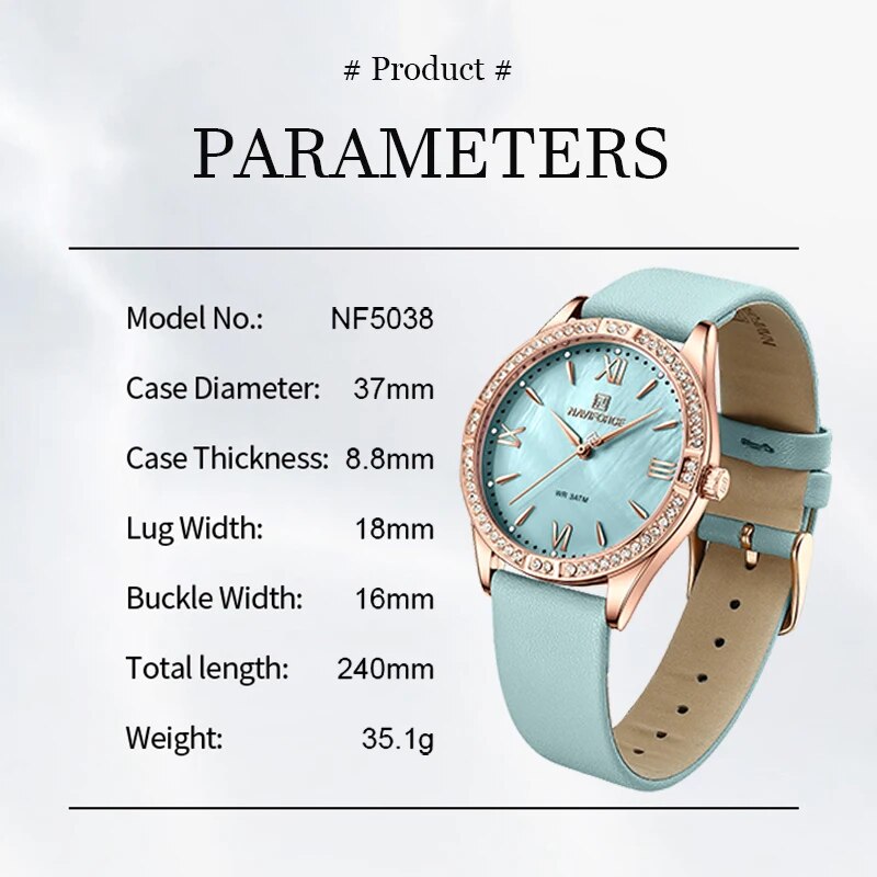 NAVIFORCE Fashion Leather Ladies Wrist Watch Dress Casual Style Watches for Women Trend Female Quartz Simple Clock Reloj Mujer