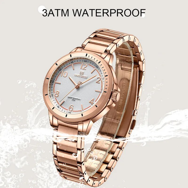 2023 New Arrival NAVIFORCE Fashion Woman Watch Water Resistant Female Wristwatch Stainless Steel Lady Quartz Bracelet Girl Gift