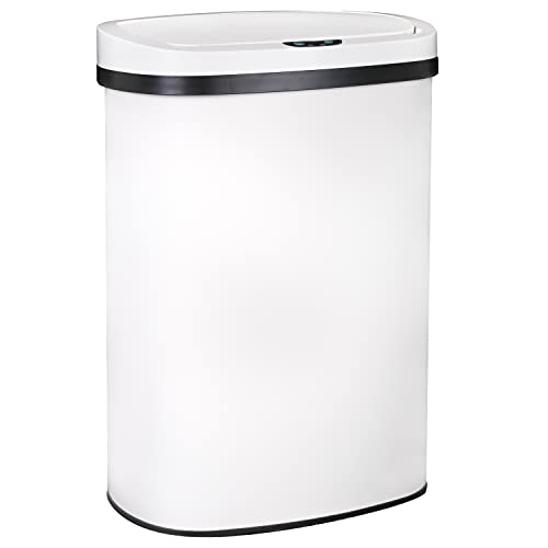 Kitchen Trash Can with Lid, 13 Gallon Automatic Garbage Can for Bathroom Bedroom Home Office 50 Liter Touch Free High-Capacity Brushed Stainless Steel Waste Bin