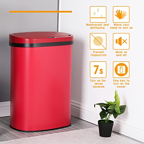 Kitchen Trash Can with Lid, 13 Gallon Automatic Garbage Can for Bathroom Bedroom Home Office 50 Liter Touch Free High-Capacity Brushed Stainless Steel Waste Bin