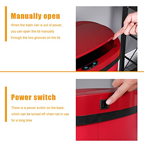 Kitchen Trash Can with Lid, 13 Gallon Automatic Garbage Can for Bathroom Bedroom Home Office 50 Liter Touch Free High-Capacity Brushed Stainless Steel Waste Bin