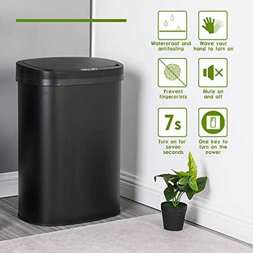 Kitchen Trash Can with Lid, 13 Gallon Automatic Garbage Can for Bathroom Bedroom Home Office 50 Liter Touch Free High-Capacity Brushed Stainless Steel Waste Bin