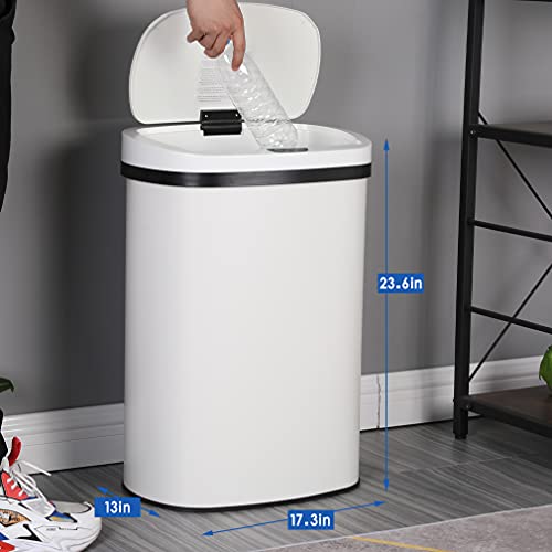 Kitchen Trash Can with Lid, 13 Gallon Automatic Garbage Can for Bathroom Bedroom Home Office 50 Liter Touch Free High-Capacity Brushed Stainless Steel Waste Bin