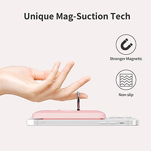 iWALK Magnetic Wireless Power Bank, 6000mAh Portable Charger with Finger Holder, Stronger Magnet Stick for Phone with Unique Mag-Suction Tech, Only Compatible with iPhone 15/14/13/12 Pro Max