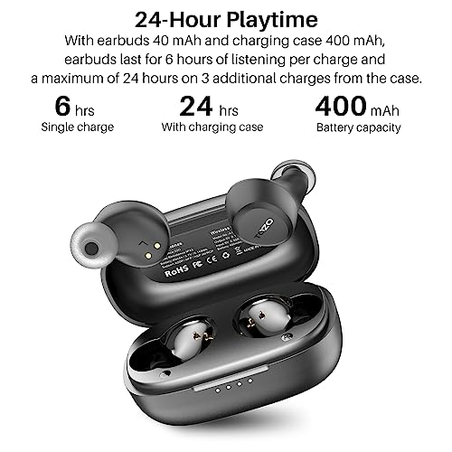 TOZO A1 Mini Wireless Earbuds Bluetooth 5.3 in Ear Light-Weight Headphones Built-in Microphone, IPX5 Waterproof, Immersive Premium Sound Long Distance Connection Headset with Charging Case, Black